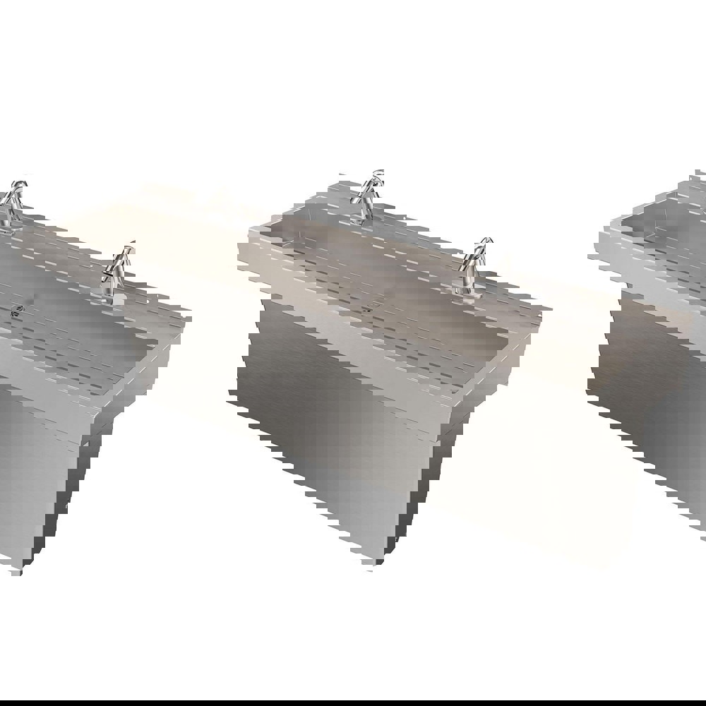 Trough Sink: Wall Mount, H&C Wristblade Gooseneck Faucet, 1 Compartment, 304 Stainless Steel